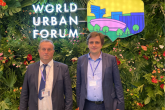 Michał Bejm i Adam Zydroń z Uniwersytetu Przyrodniczego w Poznaniu na konferencji World Urban Forum 11